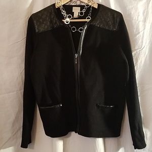 Chico's sweater with faux leather details